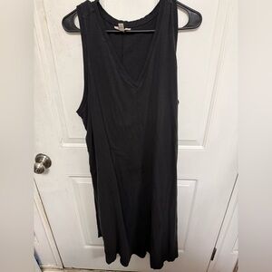 Terra & Sky Black V-Neck Dress Plus Size 100% cotton